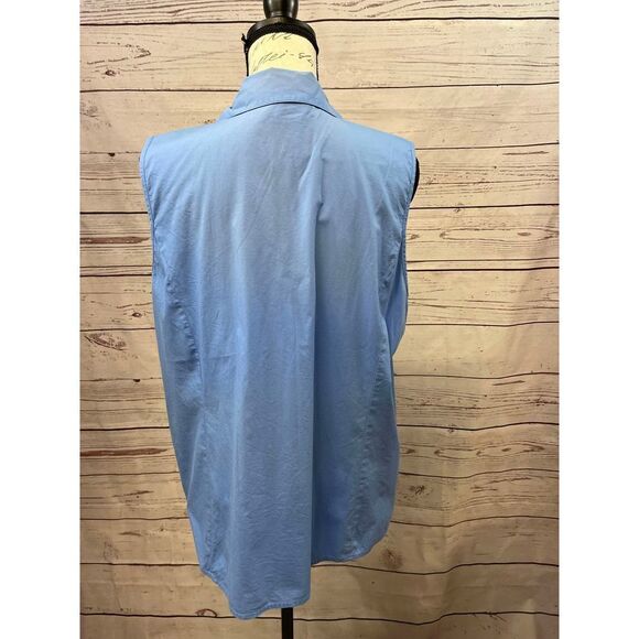 D&Co‎ XL blue sleeveless button down - Picture 2 of 3